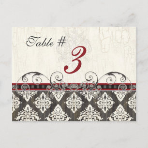 Postale Noir 'n blanc Damas rouge Numéro de carte de la ta