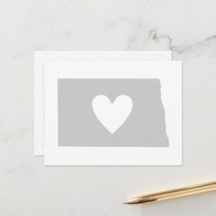 Postale North Dakota Gris Carte Forme Coeur Dakotan Amour
