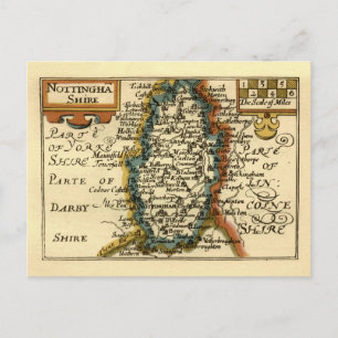 Postale Nottinghamshire Comté Angleterre Ancienne carte An