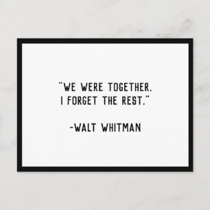 Postale Nous Étions Ensemble Whitman Citation Carte Postal