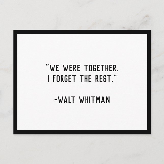 Postale Nous Étions Ensemble Whitman Citation Carte Postal (Devant)
