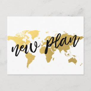 Postale Nouveau Plan monde carte destination mariage