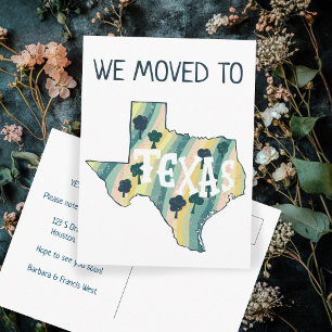 Postale NOUVELLE ADRESSE Déplacement de l'état TEXAS Carte
