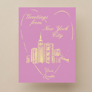 Postale Nouvelle carte de vœux peinte à la main de la vill