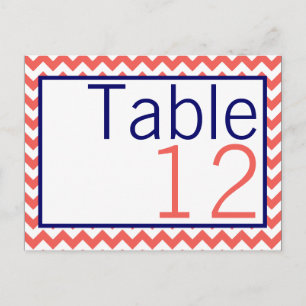 Postale Numéro de tableau Carte Coral Navy Blue Chevron No