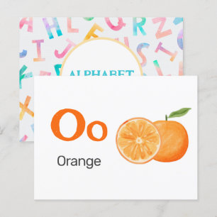 Postale O est pour Orange - Carte Flash Alphabet
