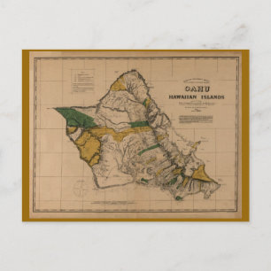 Postale Oahu, 1881, carte vintage d'Hawaï