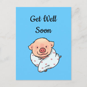 Postale Obtenez vite (cochon dans la couverture) Carte pos