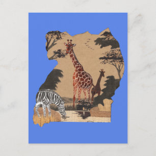 Postale Ouganda - Carte de la faune - Imprimer