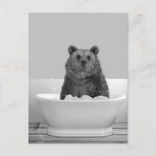 Postale Ours dans la baignoire bain moussant  Carte postal