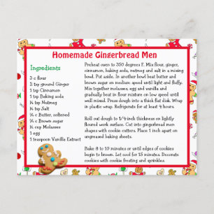 Postale Pain d'épices Homme Cookie Noël Recette Carte post