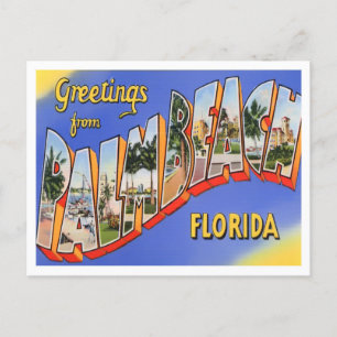 Postale Palm Beach, Floride Vintage Big Letters Carte post