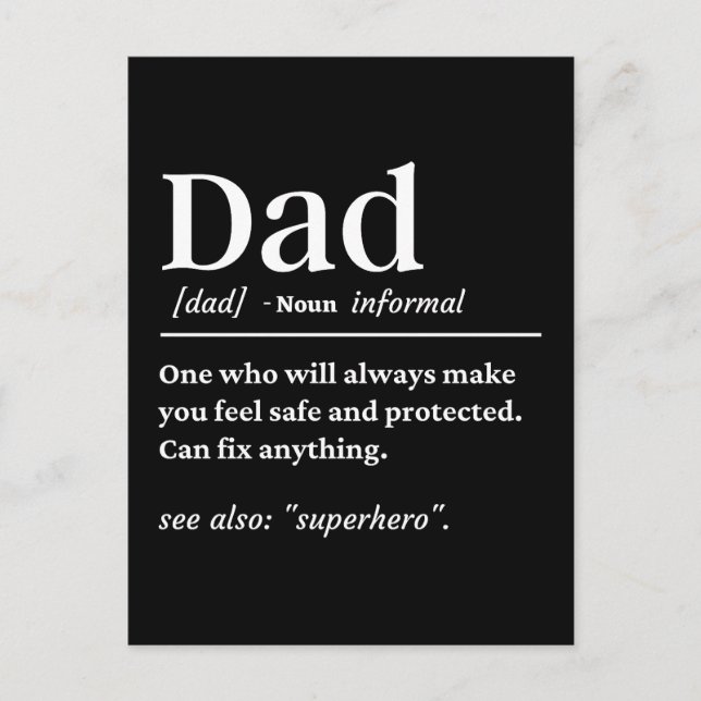 Postale Papa Définition Papa Carte Fête des pères cadeau p (Devant)