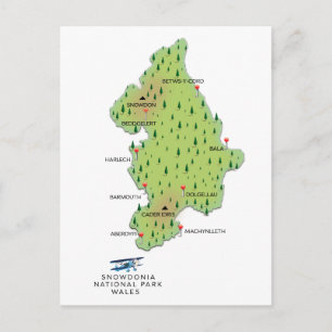 Postale Parc national de Snowdonia, carte du Pays de Galle
