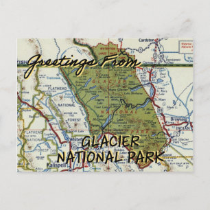 Postale Parc national du Glacier Carte Vintage