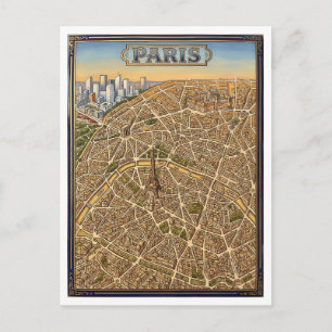 Postale Paris France Carte Art Peinte à la Main en Émail