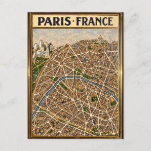 Postale Paris France Carte Art Peinte à la Main en Émail