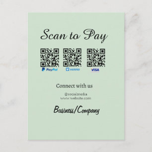 Postale paypal venmo carte visa scan pour payer QR médias