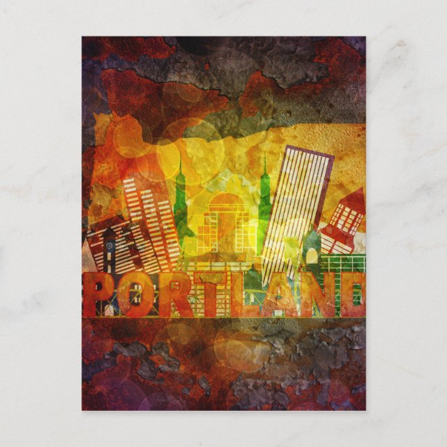 Postale Paysage d'Oregon City sur fond de carte Illustrati (Devant)
