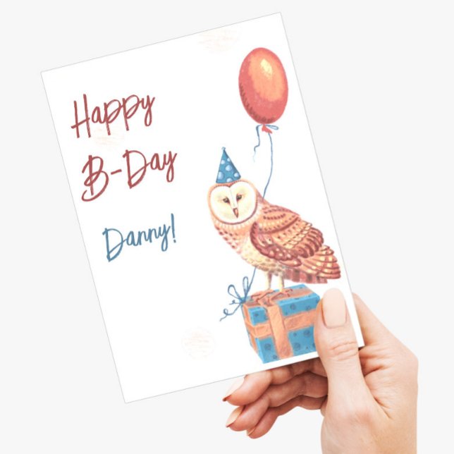 Postale Peindre un hibou mignon Carte d'anniversaire joyeu (Créateur téléchargé)