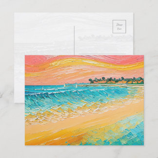 Postale Peinture à l'huile de plage Art numérique 1 Carte