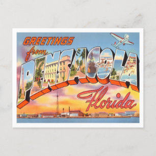 Postale Pensacola, Floride Vintage Big Lettres Carte posta