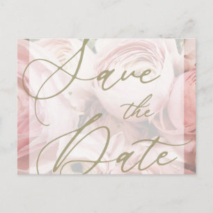 Postale Peonies Enregistrer la date Modèle de carte postal