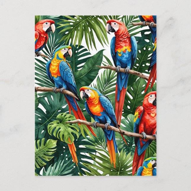 Postale Perroquets macaw vacances d'été tropicales Carte p (Devant)