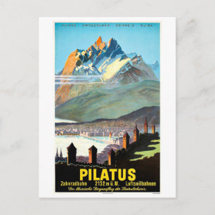 Postale Pilatus, montagnes, Suisse, carte de voyage vintag