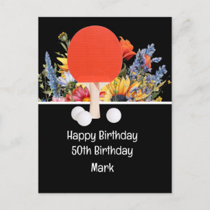 Postale Ping pong Table Tennis 50e Anniversaire Carte Boss