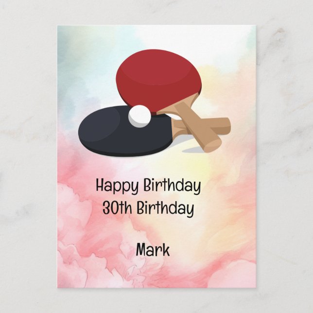Postale Ping pong Table Tennis Carte Anniversaire (Devant)