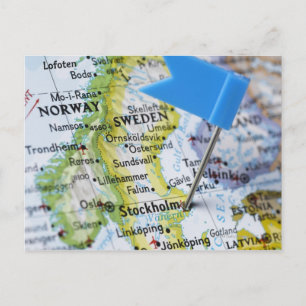 Postale Pinglette de carte placée sur Stockholm, Suède sur