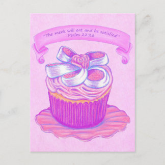 Postale Pink Cupcake~Eat & Be Satisfait Écriture Carte Pos