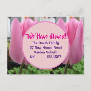 Postale Pink Tulip Nouvelle Adresse Carte Postale, Nous Dé