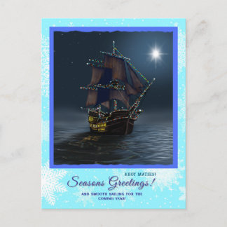 Postale Pirate voilier bateau Noël Carte marine