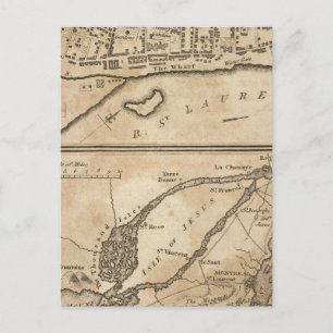 Postale Plan de Montréal, avec une Carte des Îles