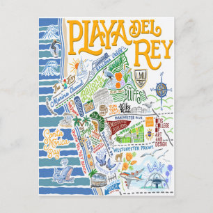POSTALE PLAYA DEL REY CARTE ILLUSTRÉE