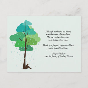 Postale Pluie dans mon coeur Bereavement Merci de carte po