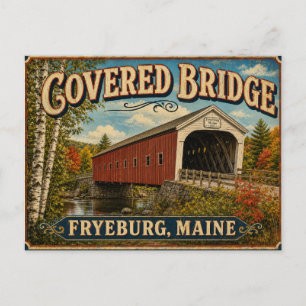 Postale Pont couvert en automne Fryeburg Maine Carte posta