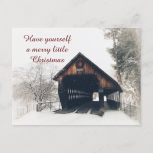 Postale Pont Couvert En Carte De Noël Neige