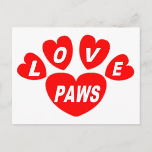 Postale Poster carte Love Paws Coeurs Rouge