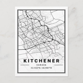 Postale Poster de la carte de la ville de Kitchener Ontari