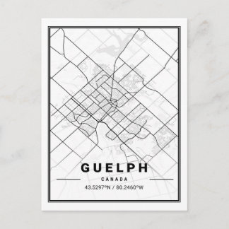 Postale Poster de la carte de la ville de voyage de Guelph