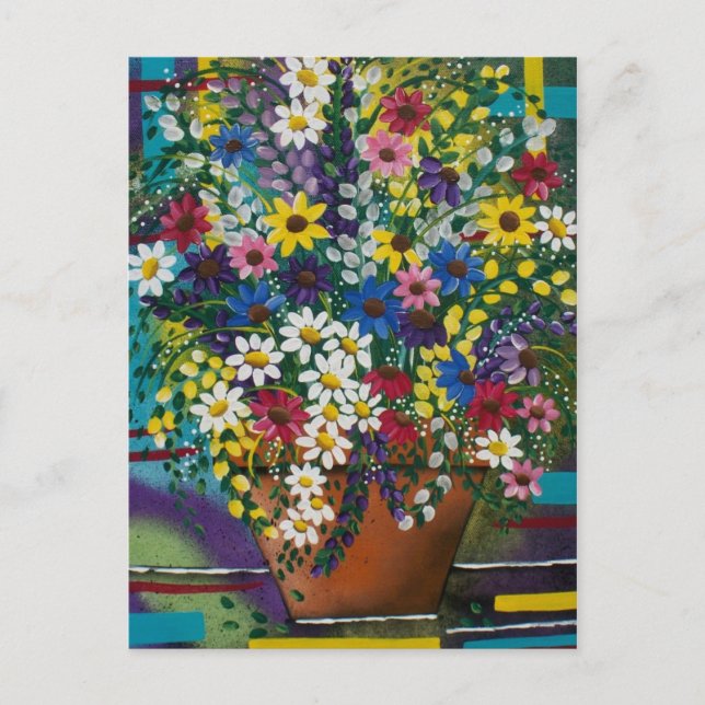 Postale POT D'ART DE FOLK DE Daisy PAR LORI EVERETT carte  (Devant)