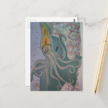Poulpe Rétro et Collage de Carte