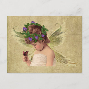 Postale Precieux Petite fille Ange avec papillon- Carte po