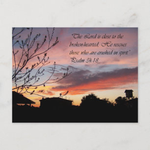 Postale Psaumes 24:18 Jolie Sunset Encouragement Carte Pos