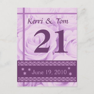 Postale PURPLE Mariage Rose Table Numéro de carte Réceptio