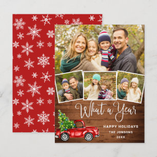 Postale Quelle année Noël Red Farm Truck Carte de vacances
