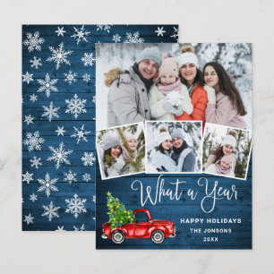 Postale Quelle année Noël Red Farm Truck Carte de vacances
